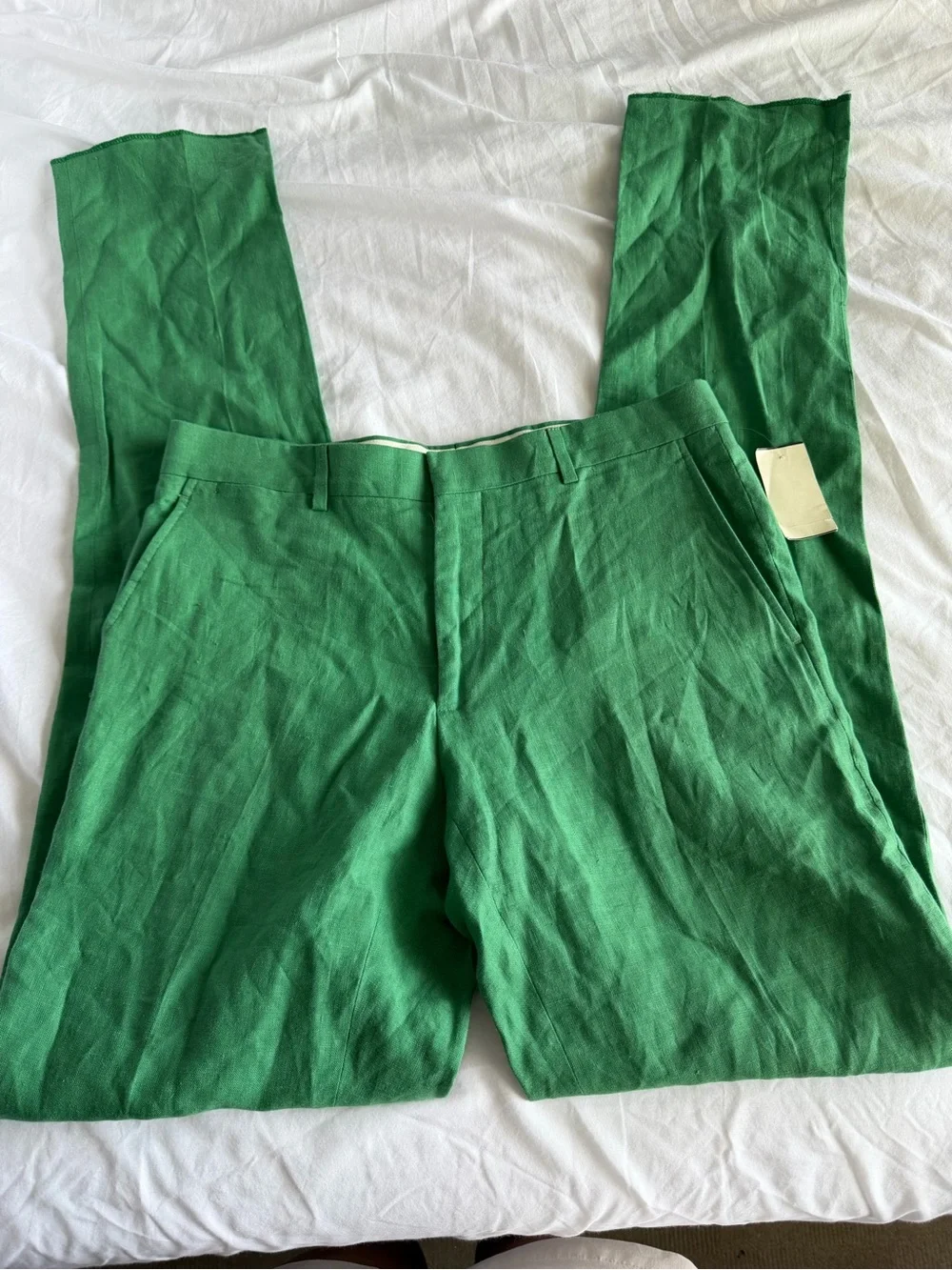 NWT Polo Ralph Lauren Vintage 100% Linen Deadstock Green Pants